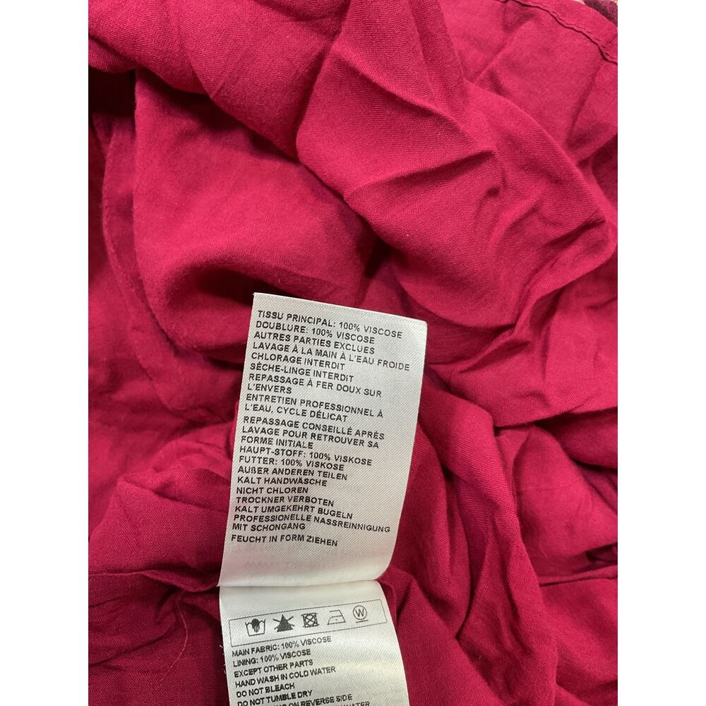 Ba&Sh Asymmetric Tiered Printed Burgundy Gapi Midi Skirt Size 1 - Picture 5 of 6